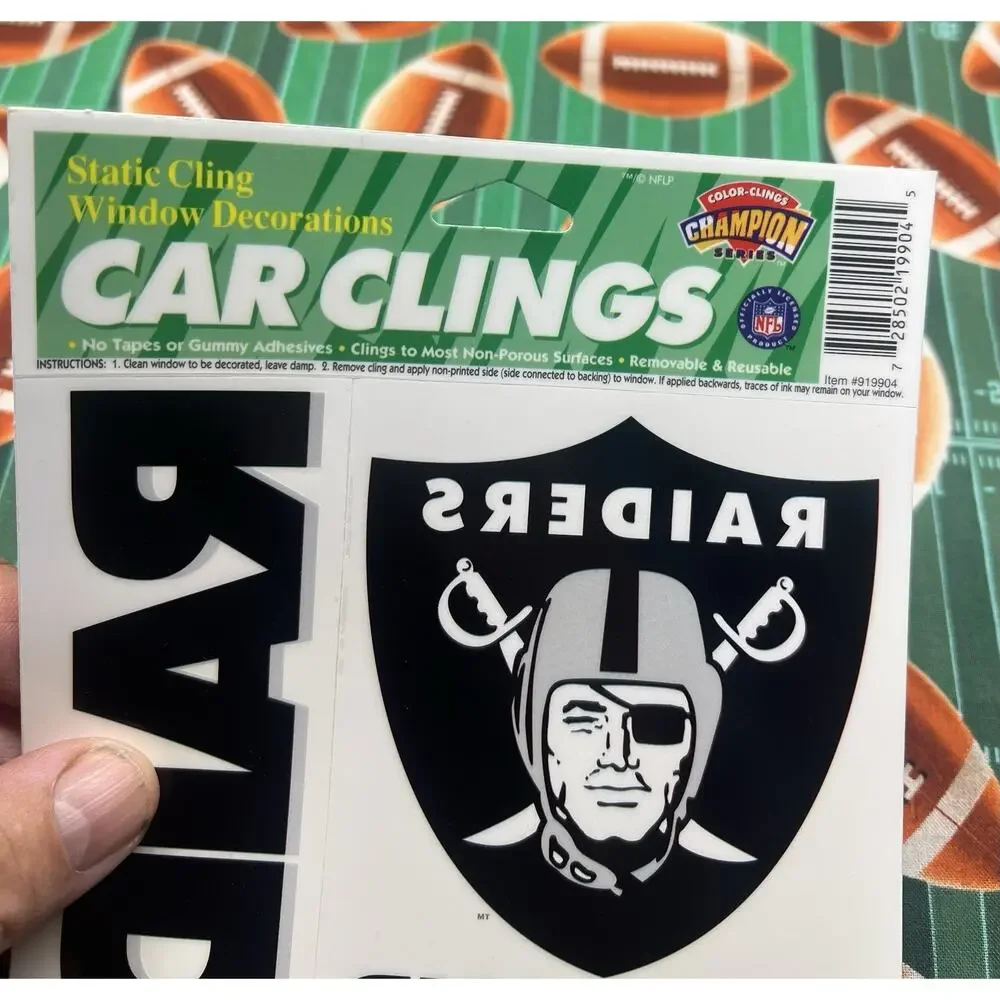 Vintage NFL Oakland Raiders Static Reusable Car‎ Clings - Clear Window Decals